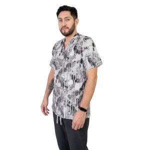 Delantal Elasticado Hombre Tela Estampada Gris
