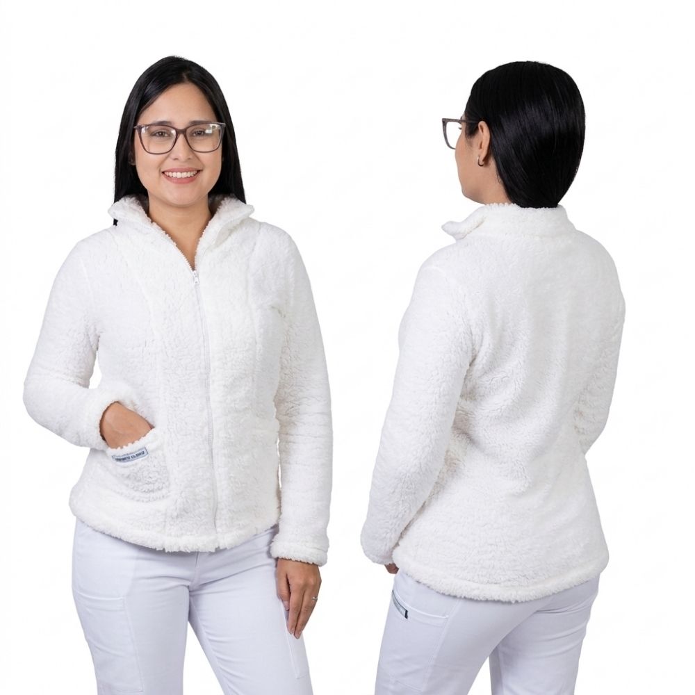 Polerón Clínico Corderito Mujer Blanco